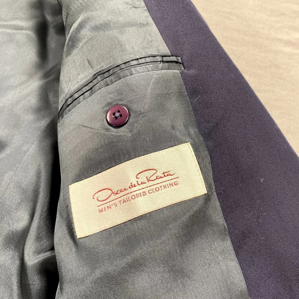 Oscar De La Renta Blazer Mens 40L‎ Blue Wool Two Button Front Sport CoatJacket
